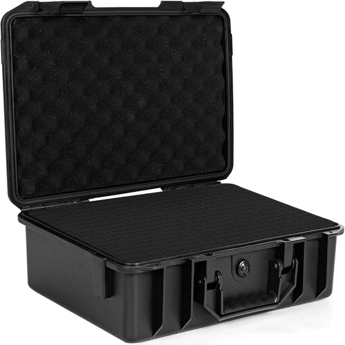 16 Inch Hard Carrying Case,Shockproof Storage Box with Customizable Foam,Portable Protective Tool Box for Microphone,Recorder,Electronics,Tools,Cameras,Equipment and More, 16" X 12" X 4"