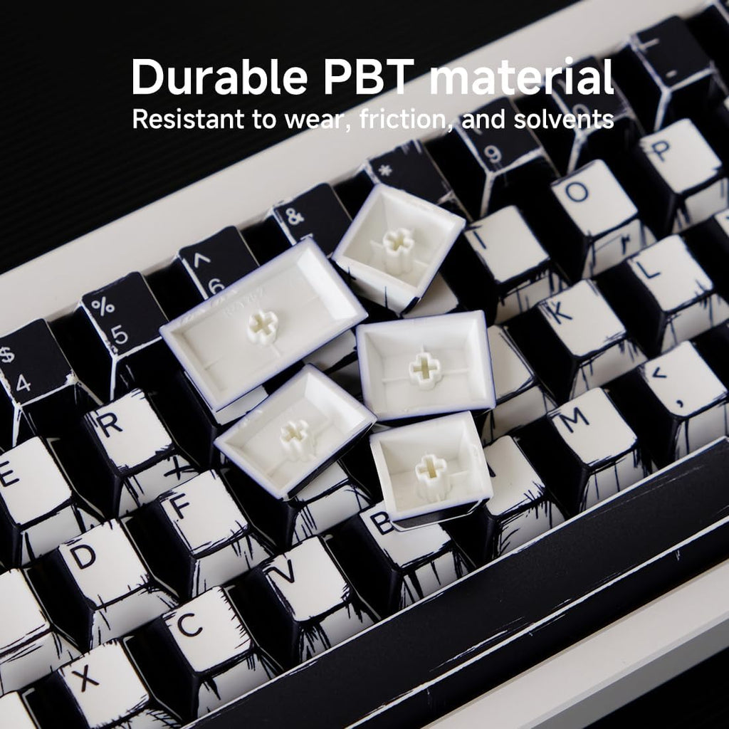 137 PBT Keycaps, White and Black Keycap Sets, MXD Technology (Anti Sink, anti Scratch, anti Fade), 100% Suitable for Various Mechanical Keyboard, Recommended Styles for 5AS Esports Events