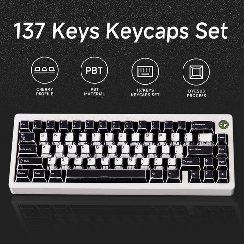 137 PBT Keycaps, White and Black Keycap Sets, MXD Technology (Anti Sink, anti Scratch, anti Fade), 100% Suitable for Various Mechanical Keyboard, Recommended Styles for 5AS Esports Events