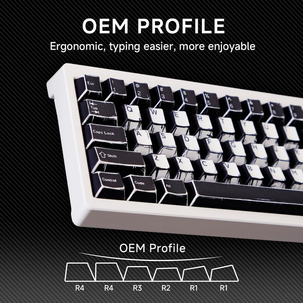 137 PBT Keycaps, White and Black Keycap Sets, MXD Technology (Anti Sink, anti Scratch, anti Fade), 100% Suitable for Various Mechanical Keyboard, Recommended Styles for 5AS Esports Events